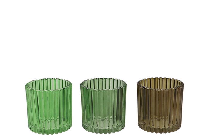 <h4>Roman Green Mix Glass Candle Holder Ass 9x9x9cm</h4>