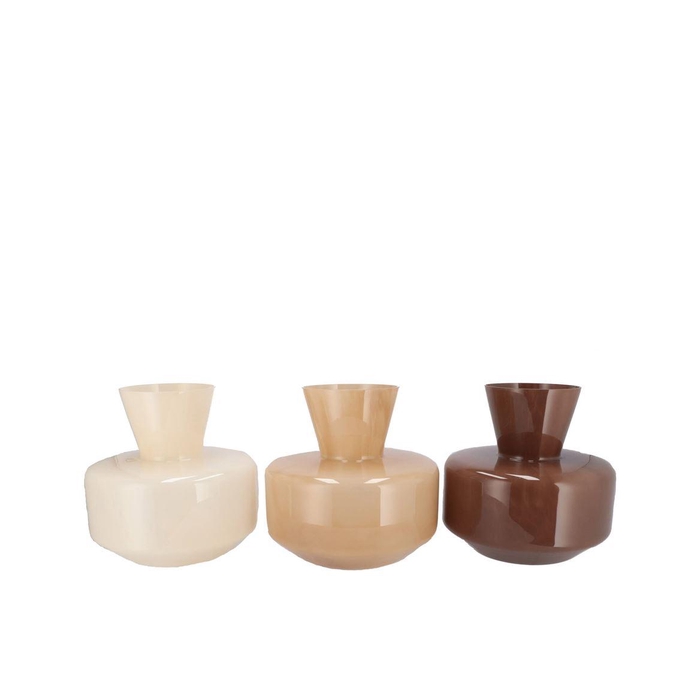 <h4>Beau Natural Brown Mix Neck Sphere Vase Ass 21x20cm</h4>