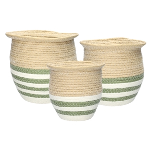 DF06-730243200 - Set/3 Basket Amina d23xh23 natural/white/green