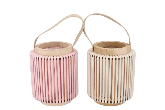 Cruz Pink White Lantern Round Ass 13x16x20cm