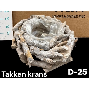 DECO TAKKENKRANS POT WHITE 25CM