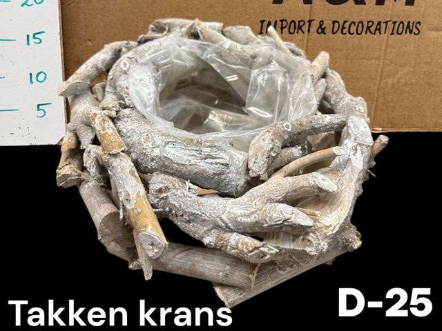 <h4>DECO TAKKENKRANS POT WHITE 25CM</h4>