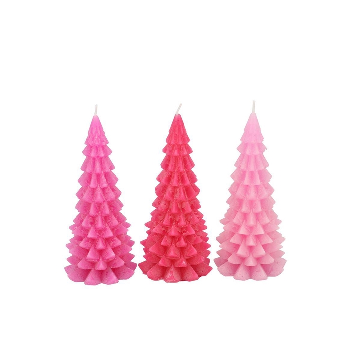 <h4>Candle Frosty X-mas Tree Jolly Pink Mix 6x12cm Ass Nm</h4>