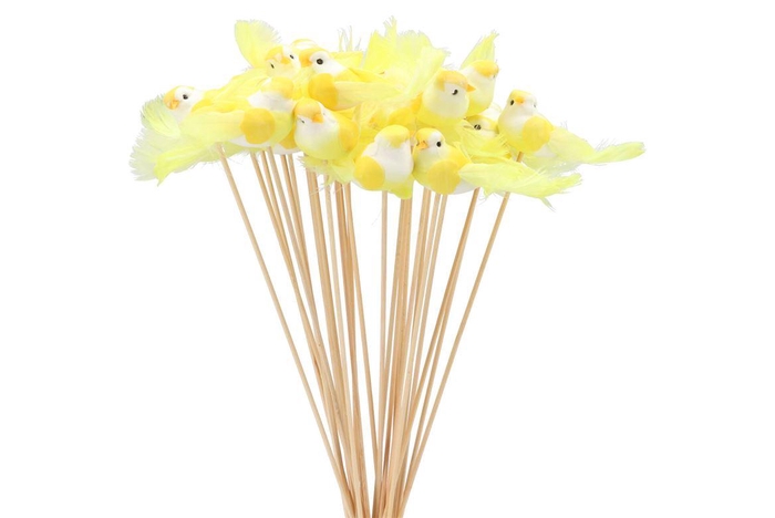Pick Bird On Stick Yellow P/1 11x4x50cm