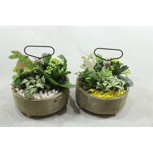 9853 ETAGERE ROND GEEL-WIT