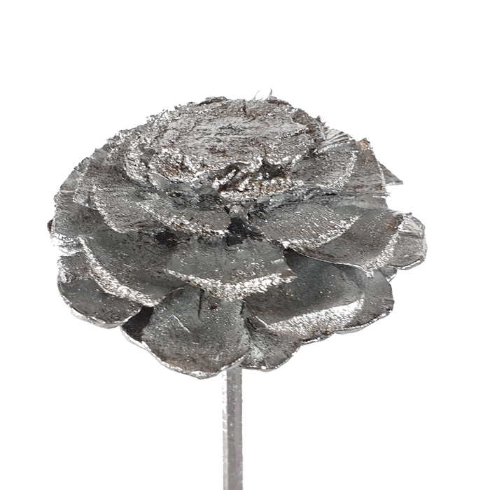 Pine cone cut 5-7cm on stem Silver