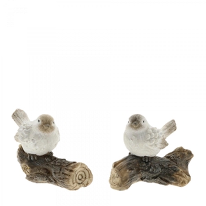 Autumn Deco bird+branch 13*6*11.5cm ass.