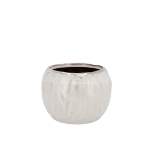 Iron Stone White Ball Pot 14x14x10cm