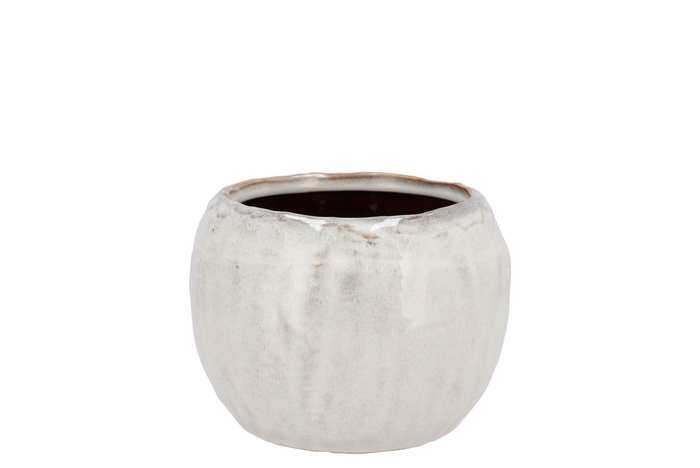 <h4>Iron Stone White Ball Pot 14x14x10cm</h4>