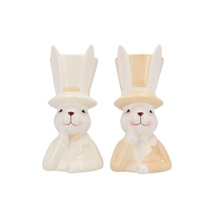 Easter Ceramic Natural Brown Mix Bunny Hat Ass 12x14x25cm