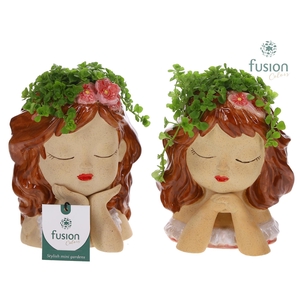 Keramiek meisjes pot met Pilea