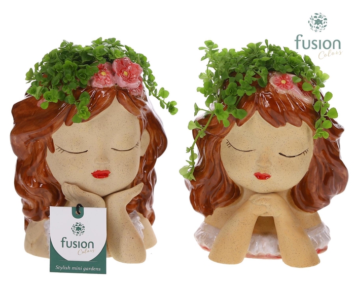 <h4>Keramiek meisjes pot met Pilea</h4>