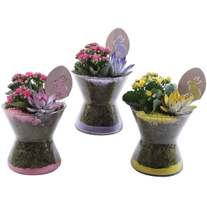 Easter Arr. Indoor Glass Hourglass Ø16cm 2PP