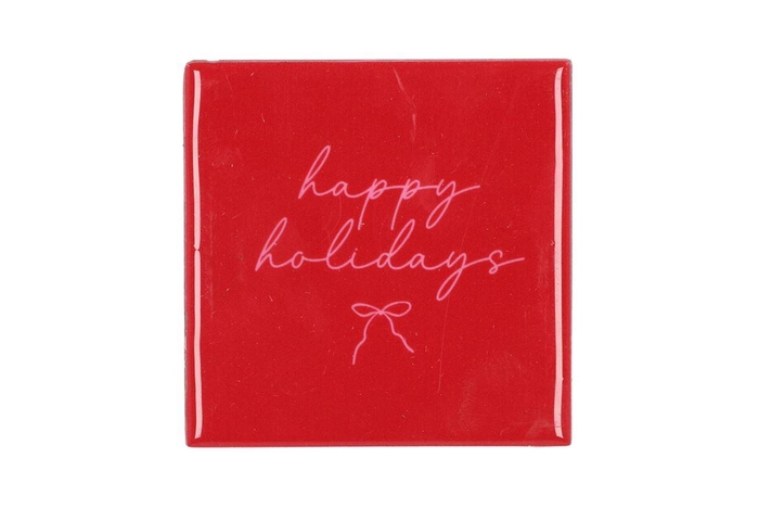 Tile Happy Holidays Bow 10x10x1cm Nm