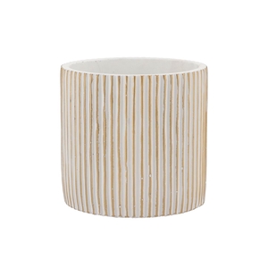 Stripes White Gold Cylinder Pot 15x14cm Nm