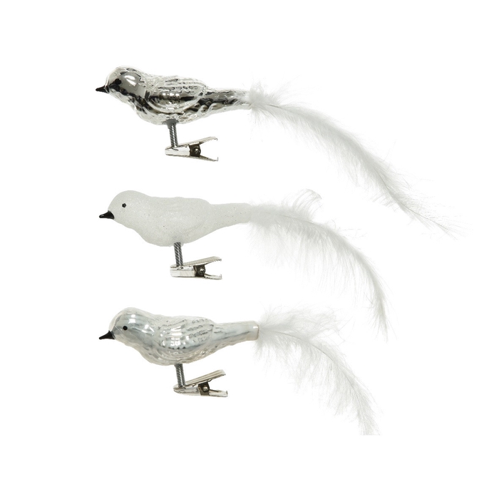 <h4>Christmas Deco bird glass+clip 8cm</h4>