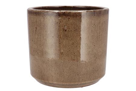 <h4>Javea Cilinder Pot Glazed Taupe 26x23cm</h4>