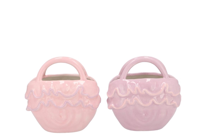 <h4>Yfke Dreamy Light Pink/purple Vase Bag Ruffle Ass 20x13x20cm</h4>