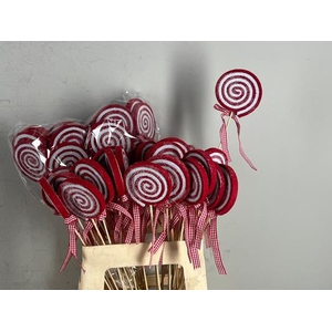 Stick Lollipop 8cm Red/white