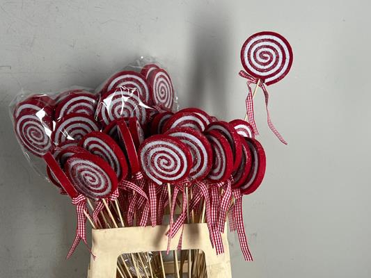 <h4>Stick Lollipop 8cm Red/white</h4>