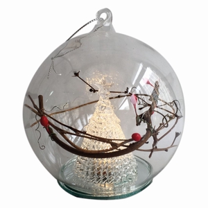 DF12-GF-15165 - Glassball tree inside 12cm warm w1ledb/o