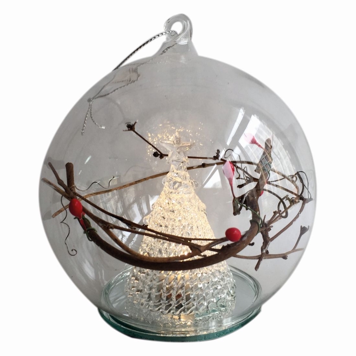 <h4>DF12-GF-15165 - Glassball tree inside 12cm warm w1ledb/o</h4>