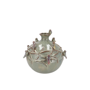 Bird Vase Globe Moss 14x14x14cm