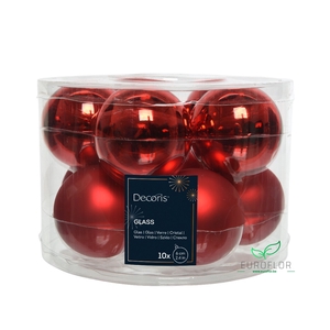 KERSTBAL GLASS 60MM 10PCS CHRISTMAS RED