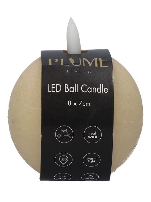 <h4>DF-731303300 - Ball LED candle Lumina1 RC d8xh7 beige</h4>