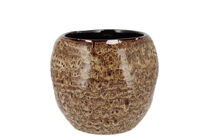 Dana Brown Cat Eye Pot 16x16x14cm