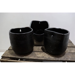 Keramiek Wallpot Zwart H15