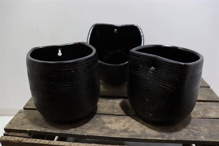 <h4>Keramiek Wallpot Zwart H15</h4>