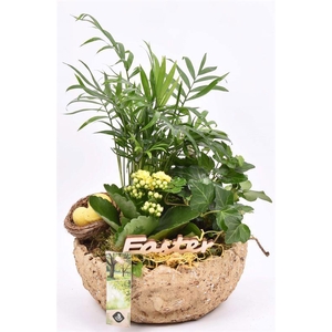 Cement ei schaal kip decor 18cm