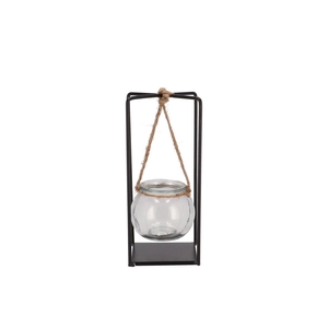 Polly Black Metal Rack 1 Glass Hanging 9x9x20cm