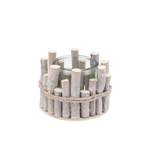 Nature Birch Branch Whitewash Glass Jar 13x9cm