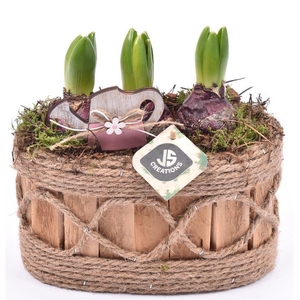 Hout ovaal met touw 21x11.5cm