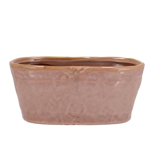 Iron Stone Old Pink Glazed Oval Pot 28x15x13cm Nm