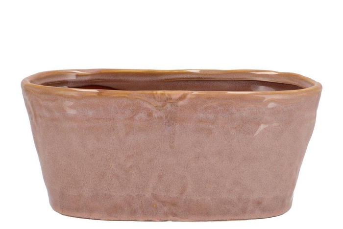 Iron Stone Old Pink Glazed Oval Pot 28x15x13cm Nm