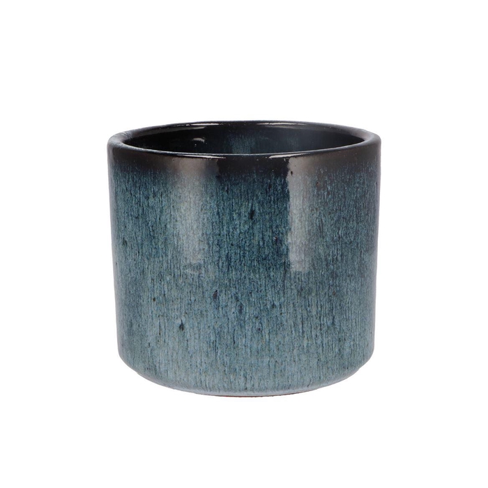<h4>Javea Cilinder Pot Glazed Blue 17x15cm</h4>