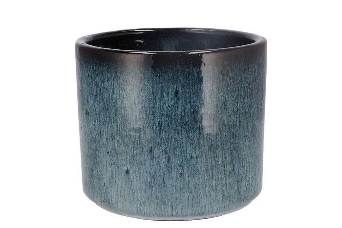 <h4>Javea Cilinder Pot Glazed Blue 17x15cm</h4>