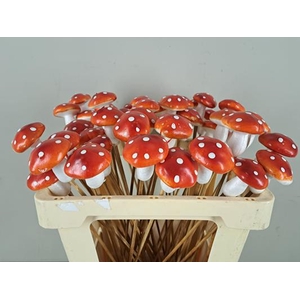 Stick Mushroom 6cm Orange/whit