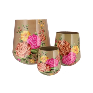 June Natural Brown Vase Iron S/3 22x23cm/30x35cm/44x45cm