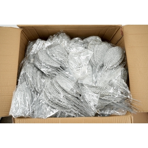 Pick Leaf glitter open 14x6cm+10cm wire silver 25pce/bag