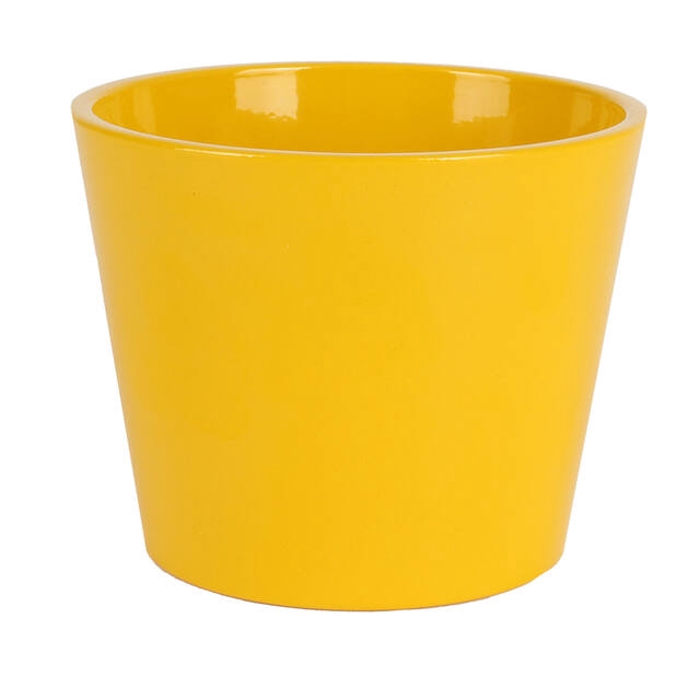 Pot Dallas ceramic Ø13xH13cm yellow glossy
