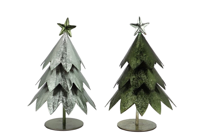 <h4>Glam Nordic Silver Green Mix Tree Iron Ass 14x14x18cm</h4>
