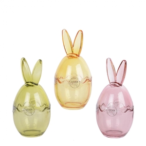 Easter Glass rabbit+lid d08*17cm