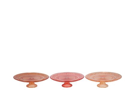 <h4>Dayah Coral Sunset Glass Plate On Foot 15x8cm Ass</h4>