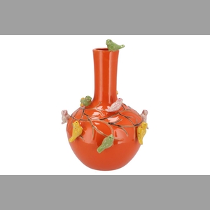 Bird Orange Vase Tube 26x33cm Nm
