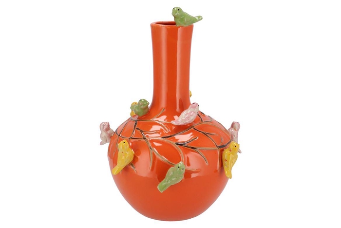 <h4>Bird Orange Vase Tube 26x33cm Nm</h4>