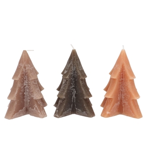 Candle Frosty Pine Tree Woods Brown Mix 12x15cm Ass